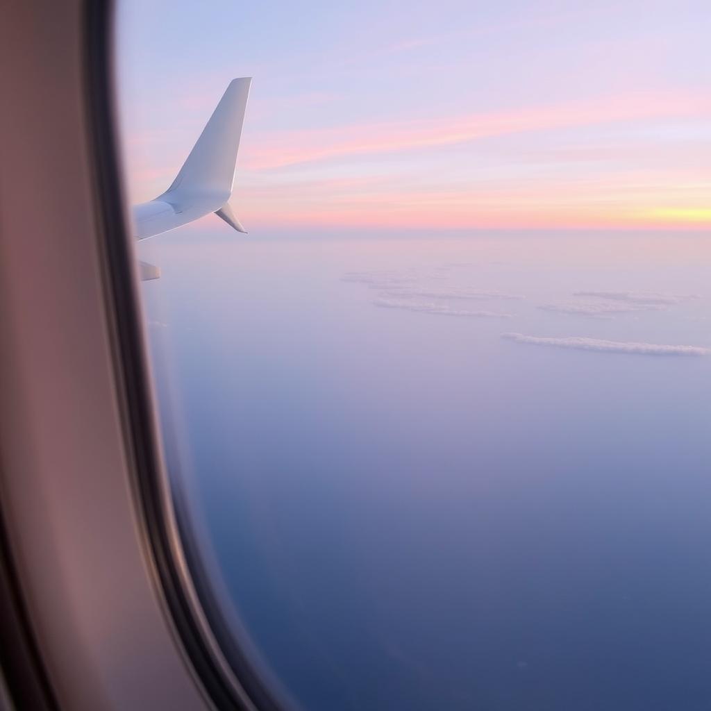 Atlantic sunrise from window