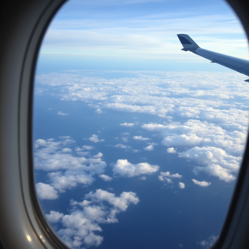 Pacific Ocean view from jet window