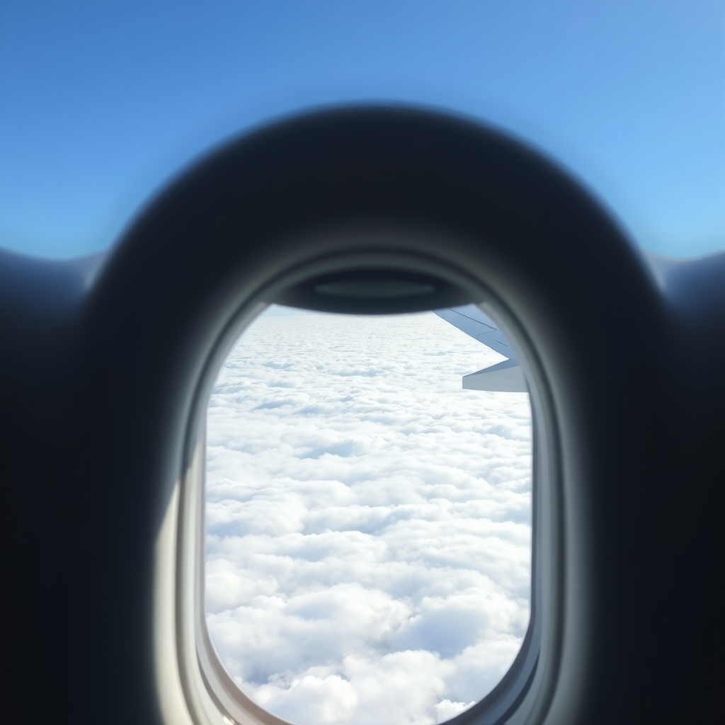 Aerial wing view above clouds