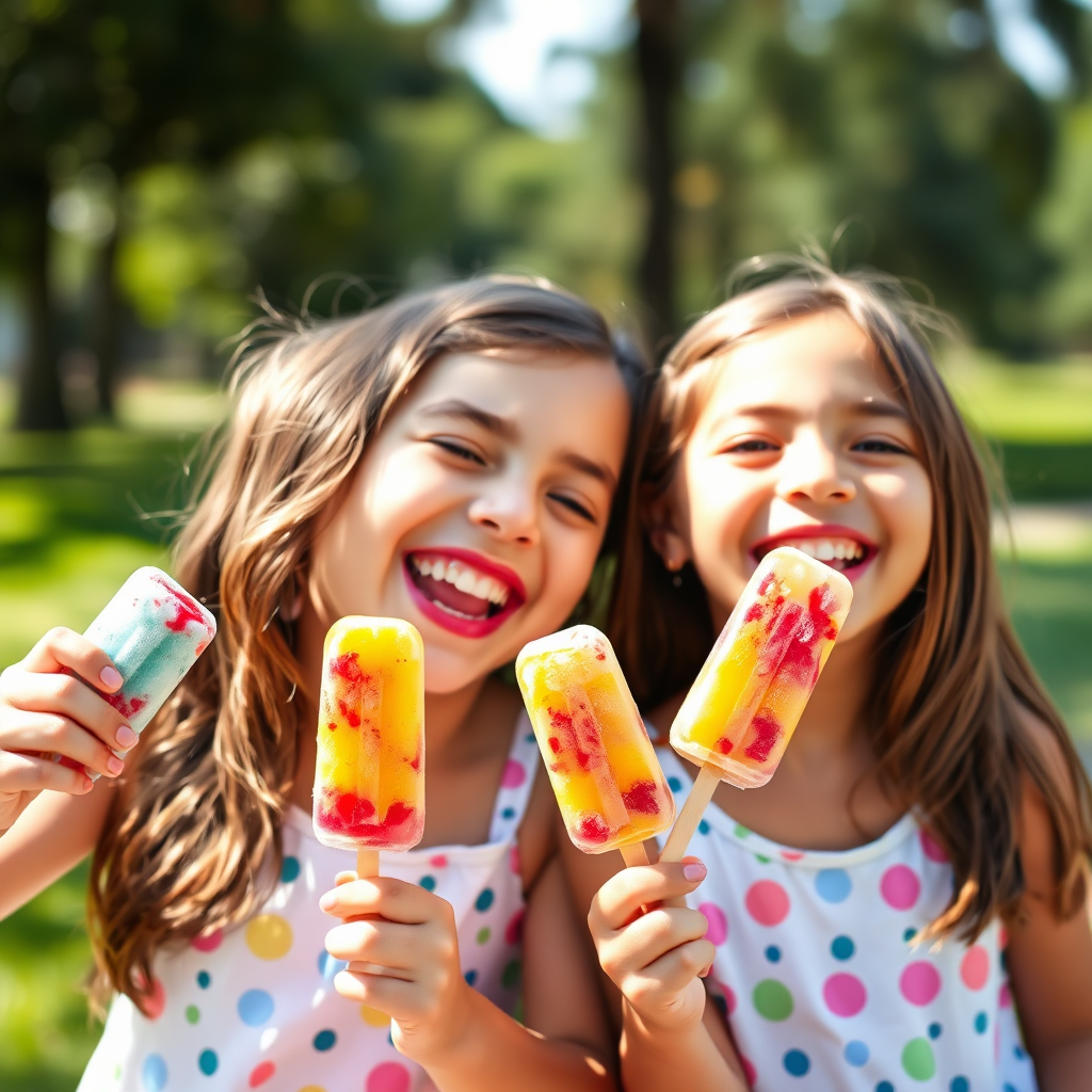 Girls enjoying popsicles