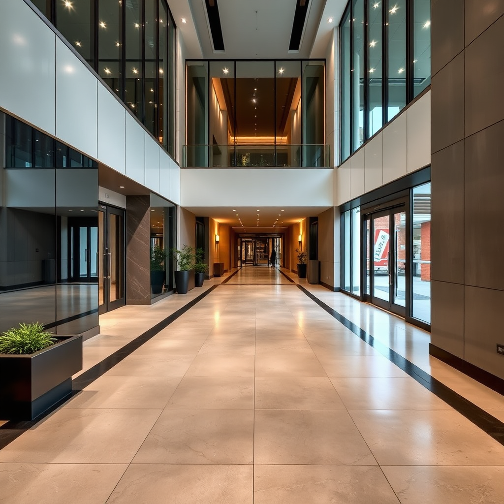 Commercial flooring installation in corporate entryway