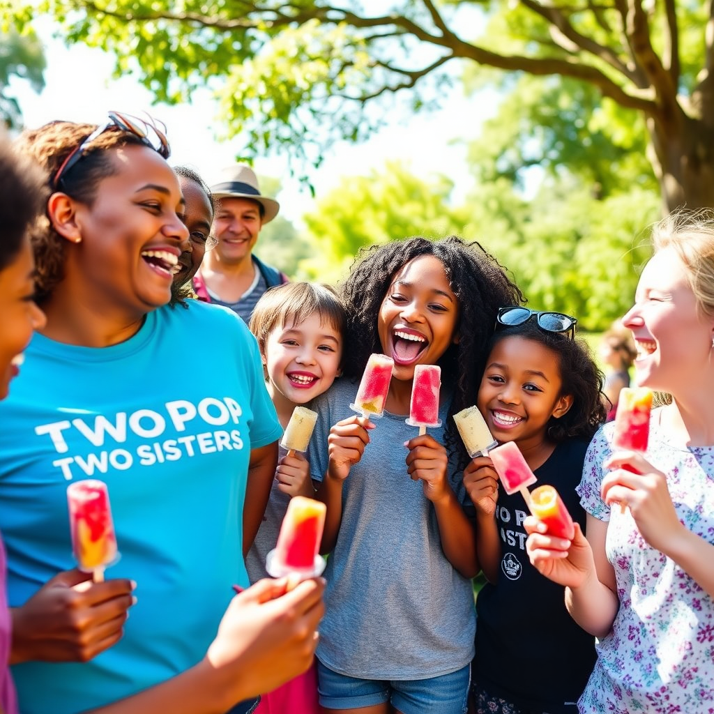 Happy customers enjoying popsicles