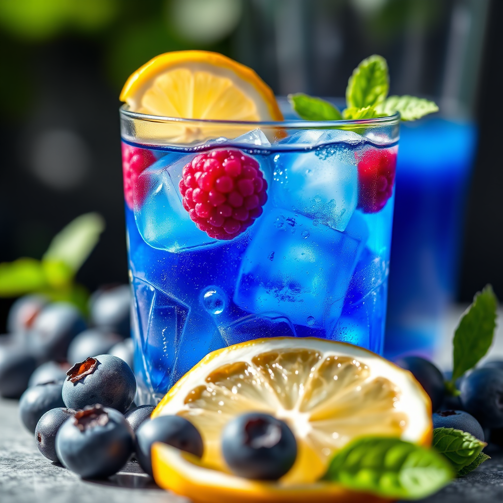 Bright blue raspberry lemonade