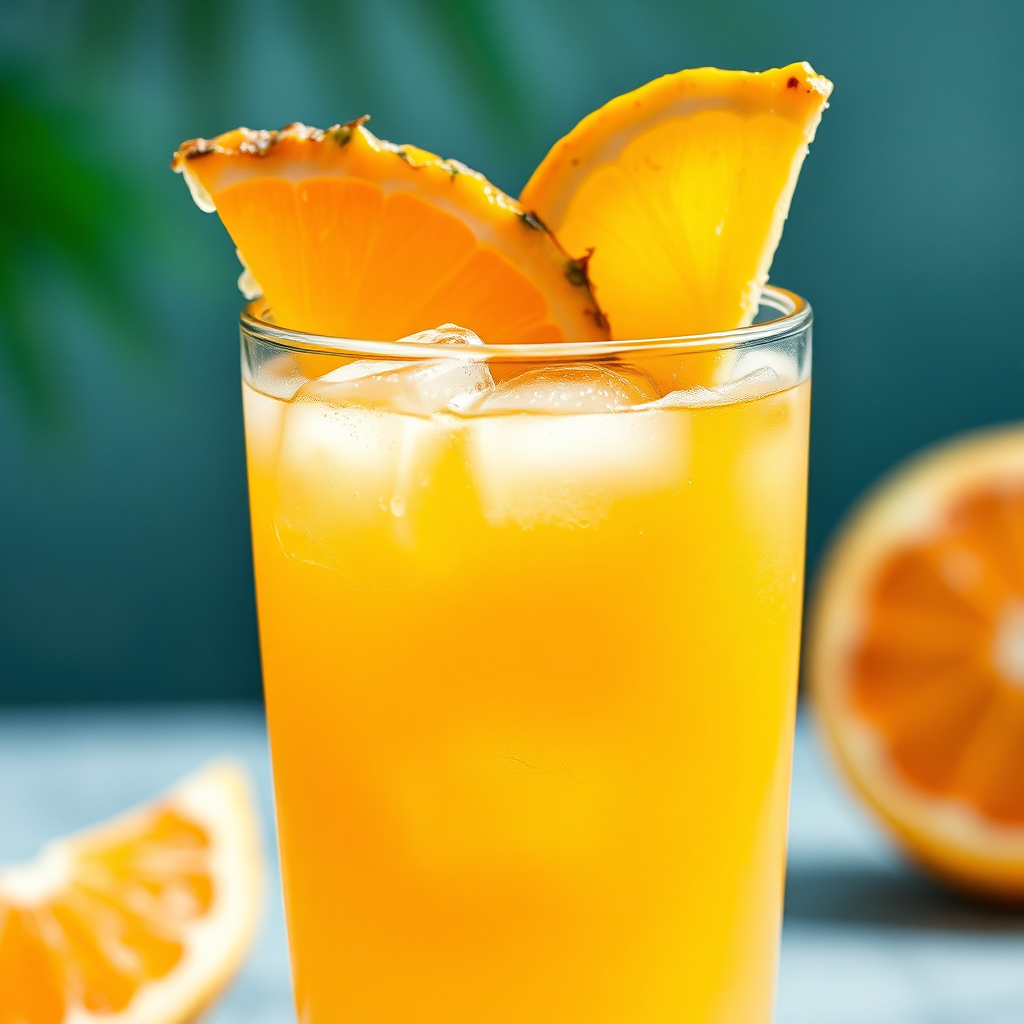 Tropical fruit lemonade with orange slice
