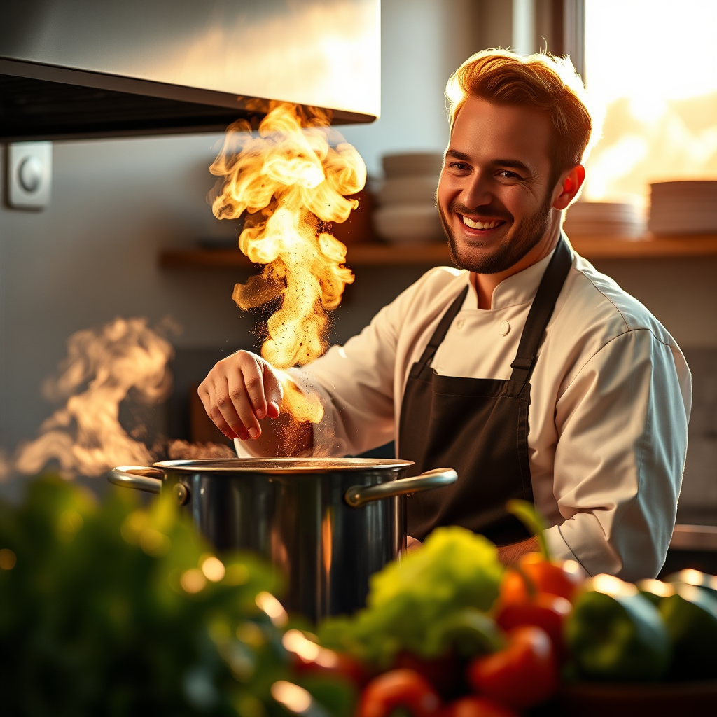 Chef cooking with love