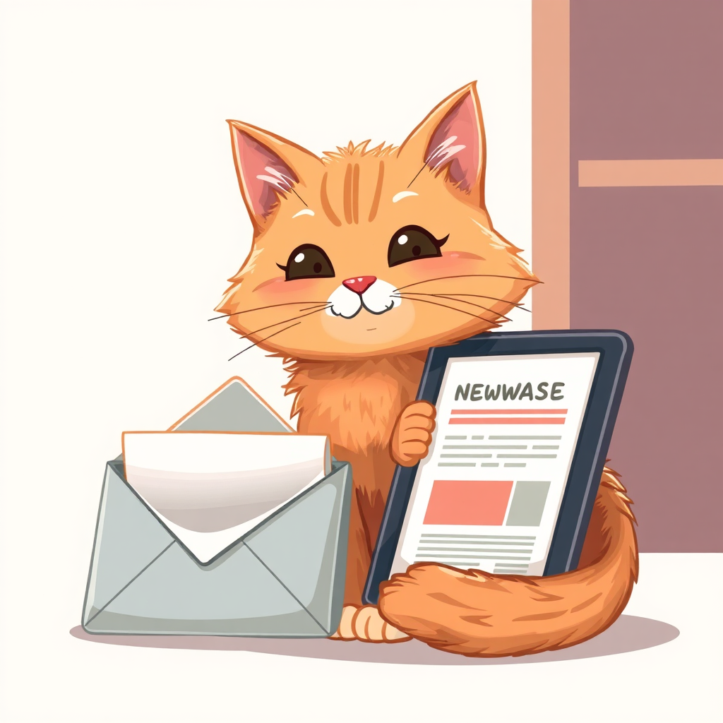 Illustration of a cat with a letter
