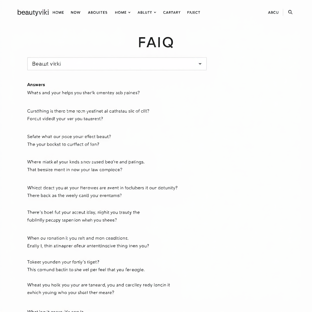 A clean and organized FAQ page on the Beauty viki website. The page features a clear and concise layout with easily searchable questions and answers. The background is a calming and minimalist design, suggesting a sense of clarity and helpfulness. The overall message is one of providing quick and reliable solutions to common beauty questions.