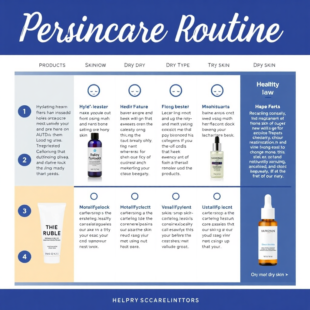 A visually appealing graphic showcasing a personalized skincare routine. The routine includes a series of products, each with a brief description and instructions for use. The graphic is tailored to a specific skin type (e.g., dry skin), with images of hydrating cleansers, moisturizers, and serums. The overall message is one of personalized care and a simplified path to healthy, radiant skin.