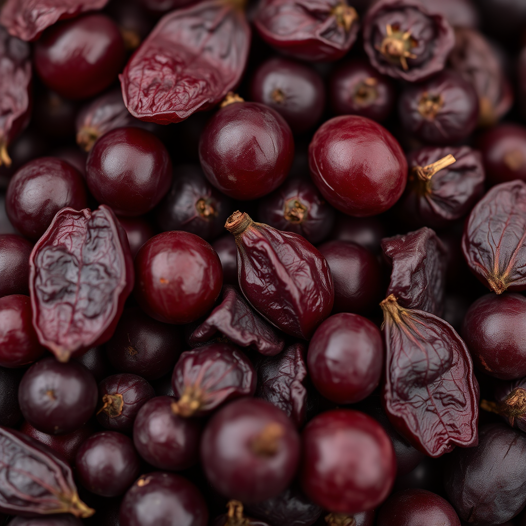 Close up of red grape skins