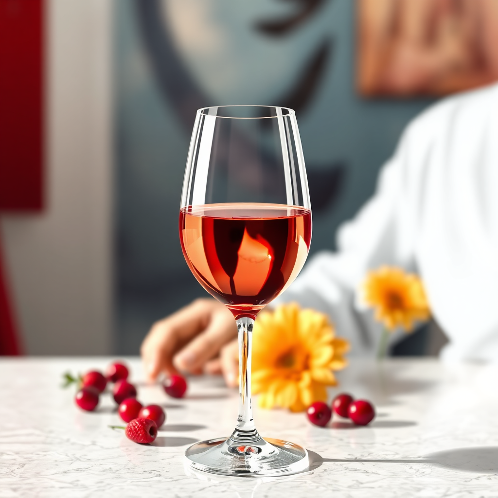A photorealistic mockup of the 'Аргентинское вина' website homepage, displayed on a laptop screen. The screen showcases the introductory text, the prominent buttons for 'Wine Type,' 'Wine Region,' and 'Wine Grape,' and a subtly animated background of rolling vineyards. A cursor hovers over the 'Wine Region' button, indicating user interaction. The overall design is clean, modern, and inviting, highlighting the website's user-friendly interface. Soft, natural lighting.