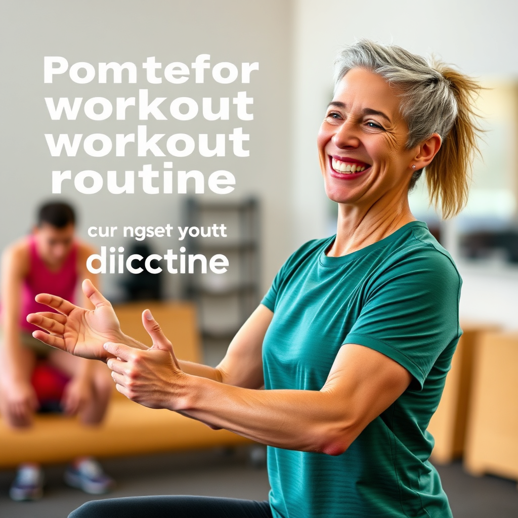 Photorealistic image of a person with a minor injury using modified exercises to continue their workout routine. The person is smiling and determined to stay active. The background features a supportive and encouraging environment. Highlight the importance of personalized adjustments and adaptability.