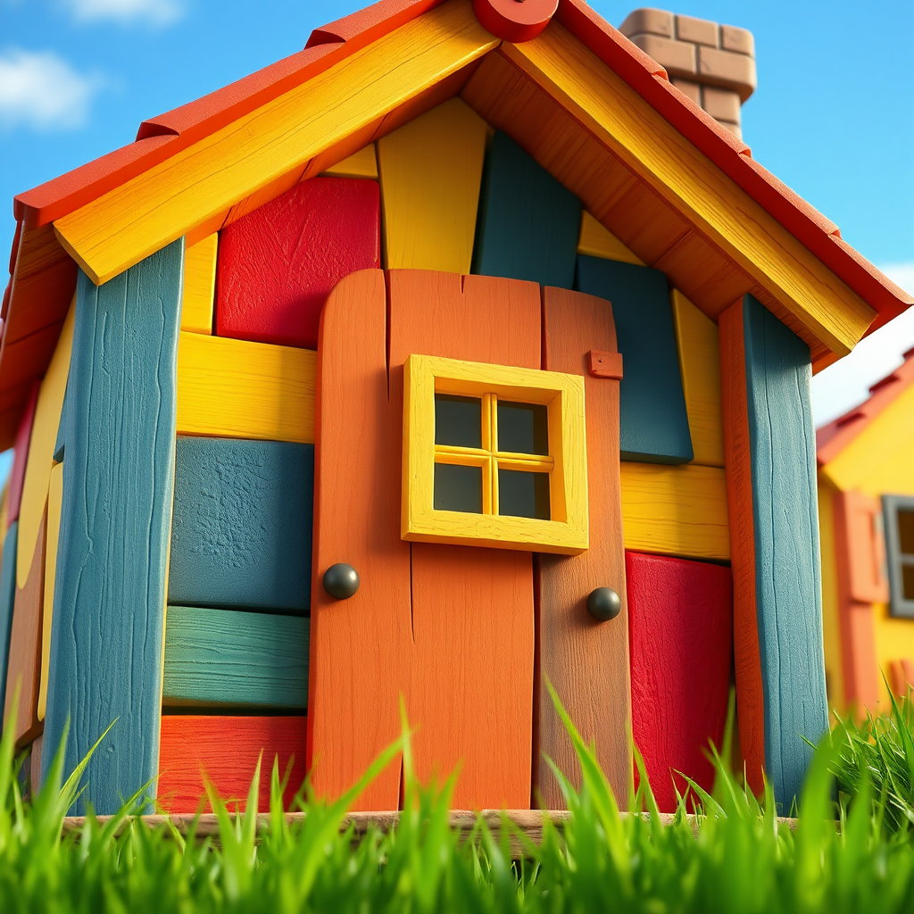 Close up of the rainbow colored hut