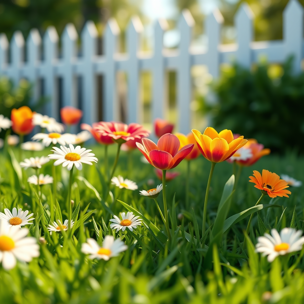 Garden details with colorful flowers