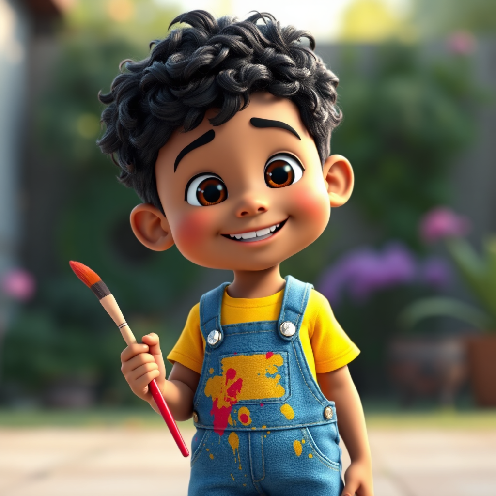 Jayden smiling with paintbrush