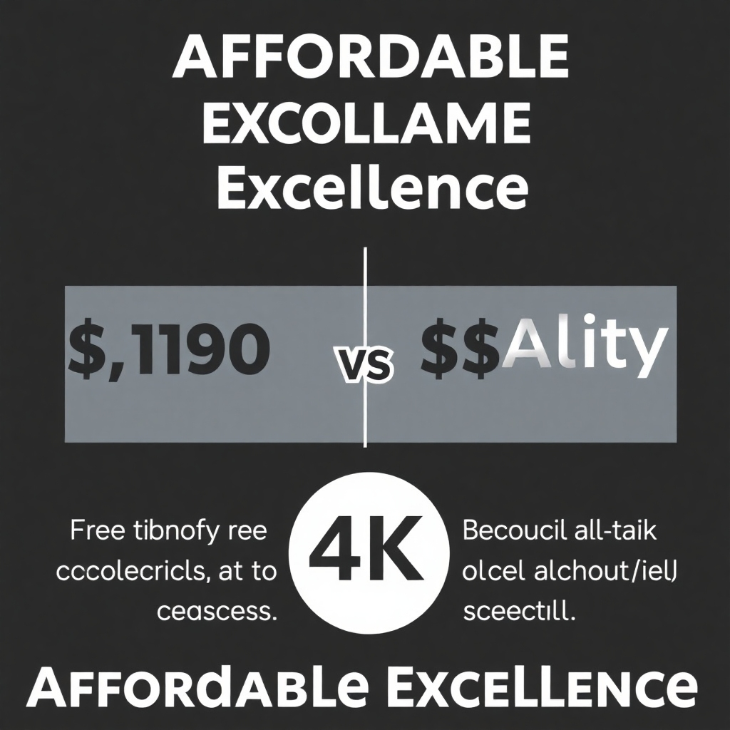A 4K stylized image comparing the price and quality of our services against competitors. Highlight our commitment to affordable excellence. Use a clean, bold design to create a striking visual impact, showcasing our competitive advantage.
