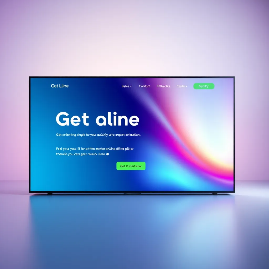 A modern and sleek website design with a large, bold headline that reads "Get Online Quickly". The website should be simple and easy to navigate, with a call-to-action button that says "Get Started Now". The background should be a bright and colorful gradient, and the overall feel of the image should be professional and dynamic.