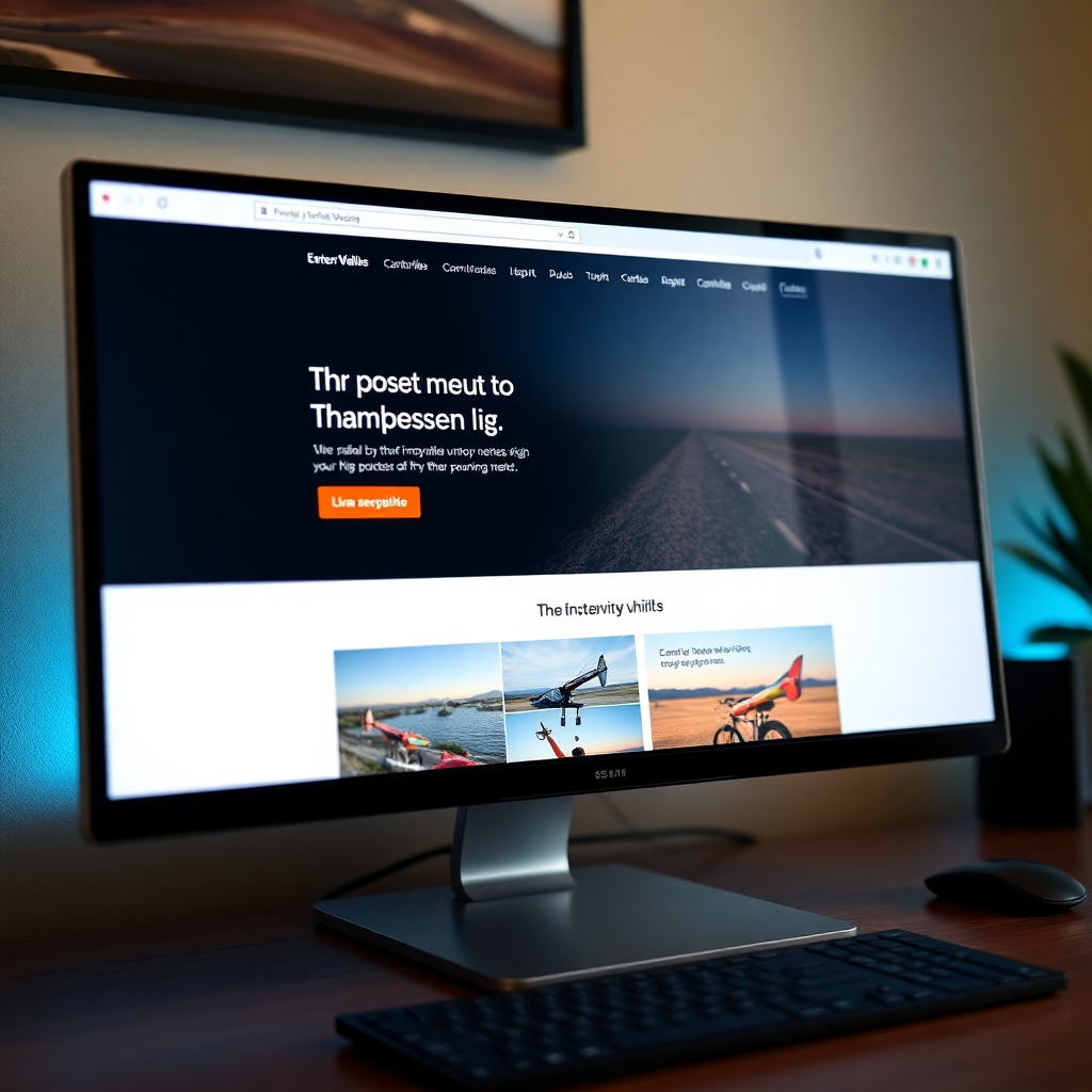 A photorealistic close-up shot of a sleek, modern website design on a high-resolution monitor.  The website should showcase clean lines, high-quality images, and intuitive navigation. The background should subtly feature the Centerville, Texas landscape.