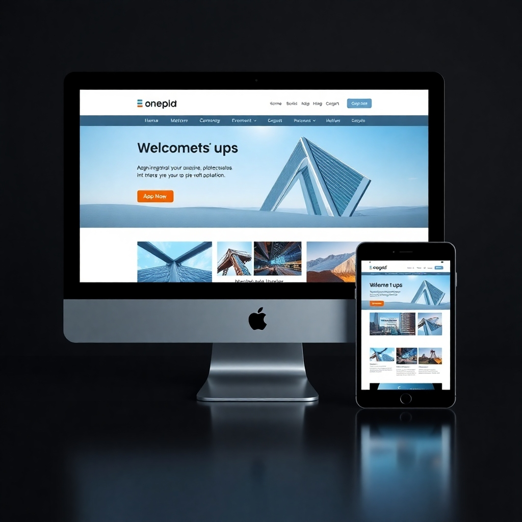 A photorealistic image depicting a sleek, modern website design displayed on multiple devices: desktop, tablet, and smartphone. Each device showcases the website's responsiveness, displaying content seamlessly across different screen sizes.  The website should feature high-quality imagery, intuitive navigation, and a professional color scheme.