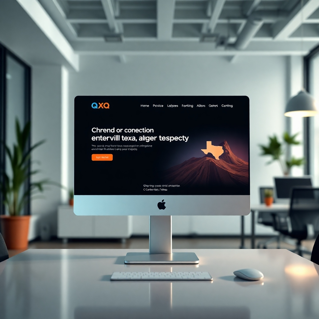 A photorealistic image of a modern, responsive website design on a high-resolution monitor, showcasing clean aesthetics and intuitive navigation.  The website should subtly incorporate elements reflecting Centerville, Texas, such as a Texan-themed icon or color palette. The background should be a clean, modern office space.