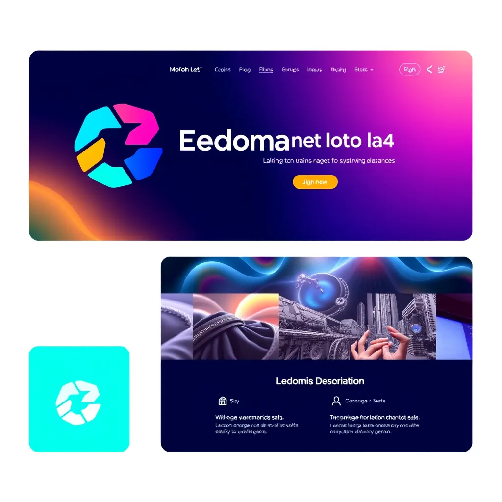 A sleek, modern logo design with a vibrant color palette, alongside a mockup of a website homepage featuring a captivating hero image and clear call-to-action buttons.  The overall aesthetic should convey professionalism and innovation.