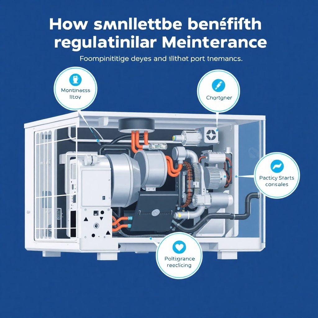 A stylized, cutaway illustration showcasing the internal workings of an AC unit, highlighting the key components that benefit from regular maintenance. A cool color palette would visually reflect efficiency and precision.