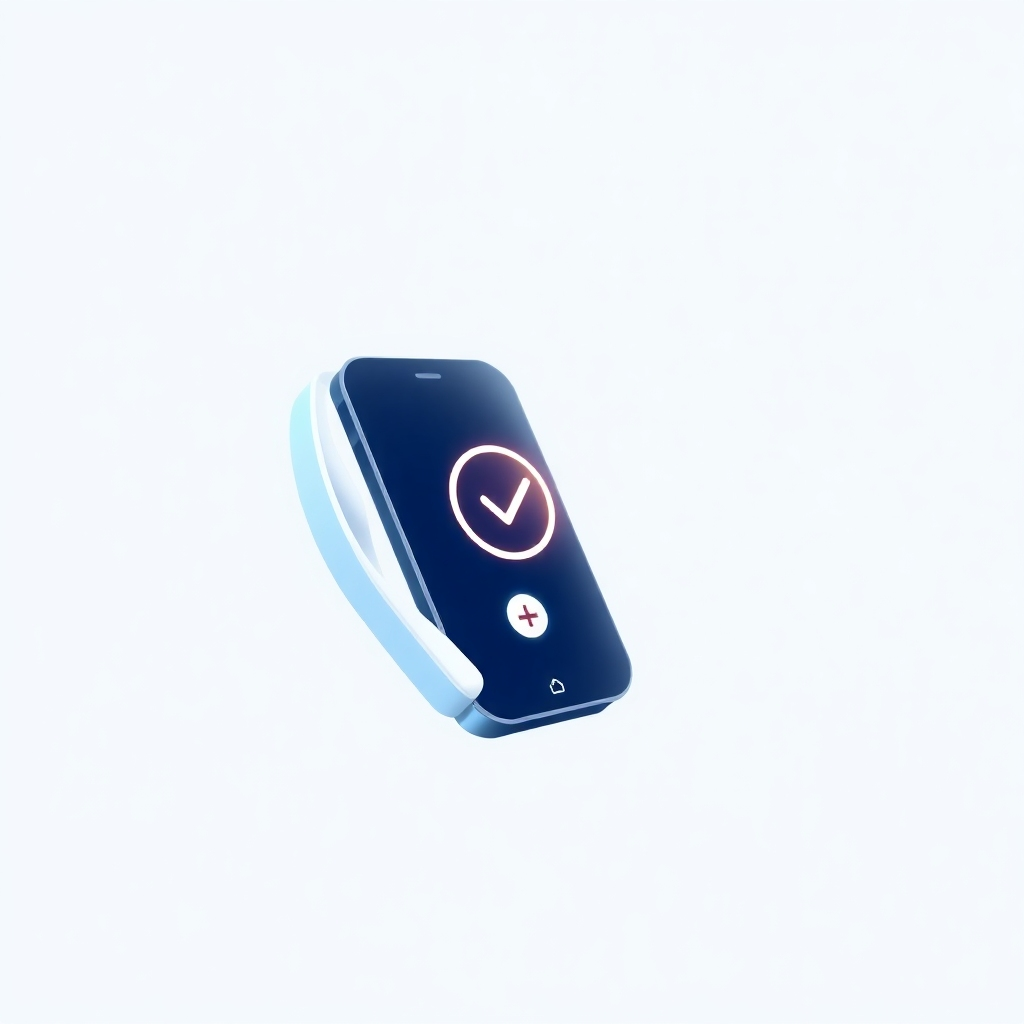 A stylized image representing the concept of AI bridging the gap between a missed phone call and a successful sales outcome. The image features a sleek, futuristic AI interface visually 'catching' a missed call and transforming it into a positive symbol, such as a checkmark or a rising graph. The background is clean and minimalist, using gradients of blue and white to convey technological advancement and trust. The style should be modern and sophisticated, with a focus on conveying efficiency and reliability. Technical specs: 4K resolution, high quality rendering, vector-based design elements.