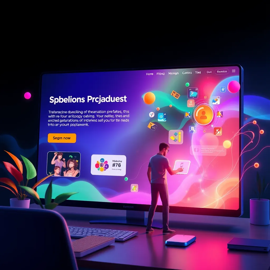 A website dynamically adjusting itself based on a user's preferences and behavior, with colorful animations and interactive elements adapting to individual needs.