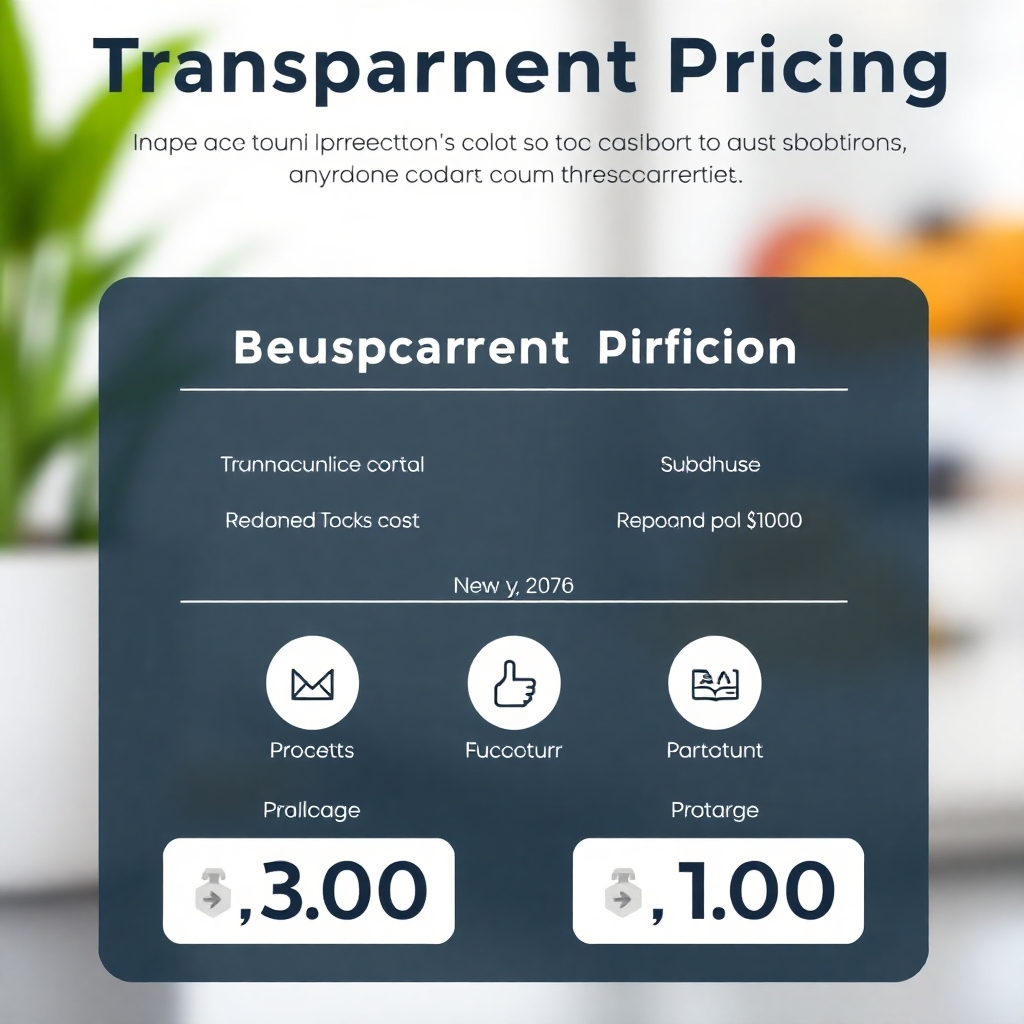 An image demonstrating transparent pricing with a simple and easy-to-understand breakdown of cost elements.  Technical specs: 4K resolution, high quality.