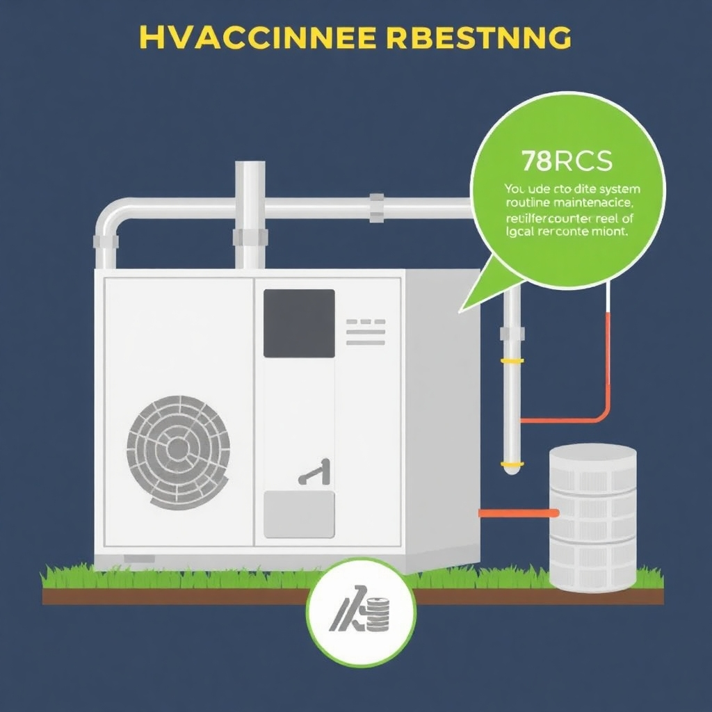 An infographic or a photorealistic image depicting an HVAC system undergoing routine maintenance.