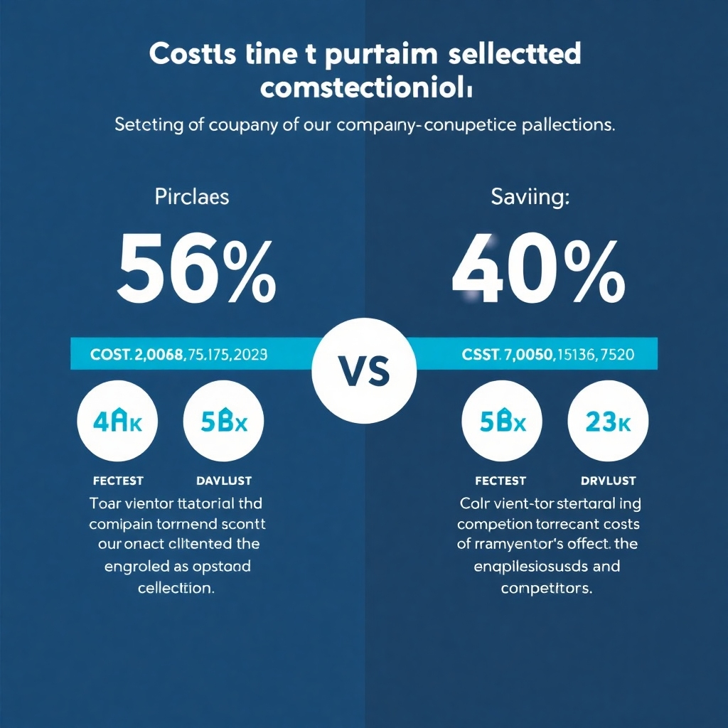 An infographic style image illustrating cost savings from selecting our company vs competitors with clear and concise numerical data. Modern and clean design. High-quality 4K resolution.
