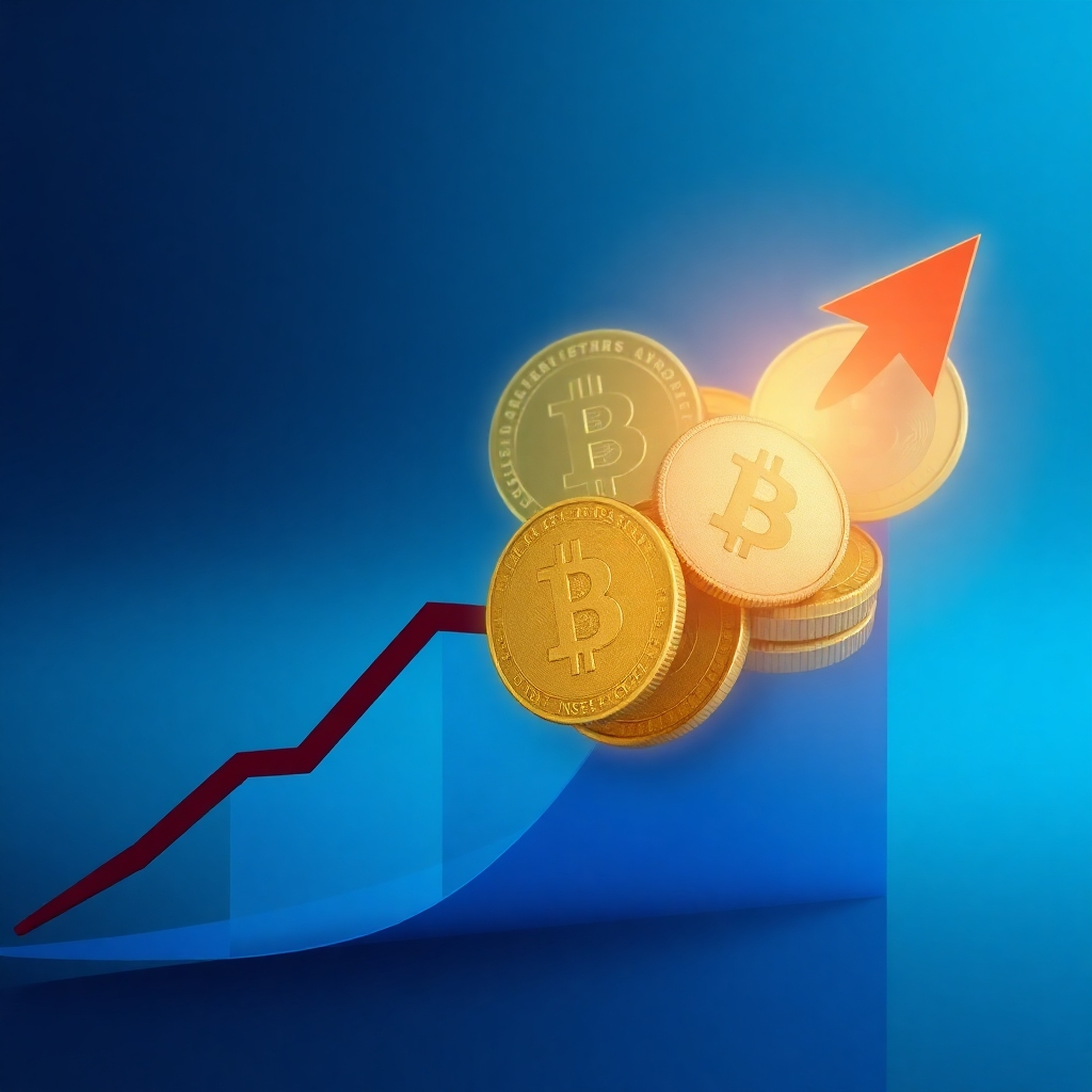 Generate a photorealistic image showing a rising graph with a superimposed image of coins or currency, symbolizing increased revenue and profits. The graph should be clearly visible and impressive, while the currency represents the monetary value of the new leads. The overall image should communicate the increase in revenue that comes with acquiring high-quality leads.