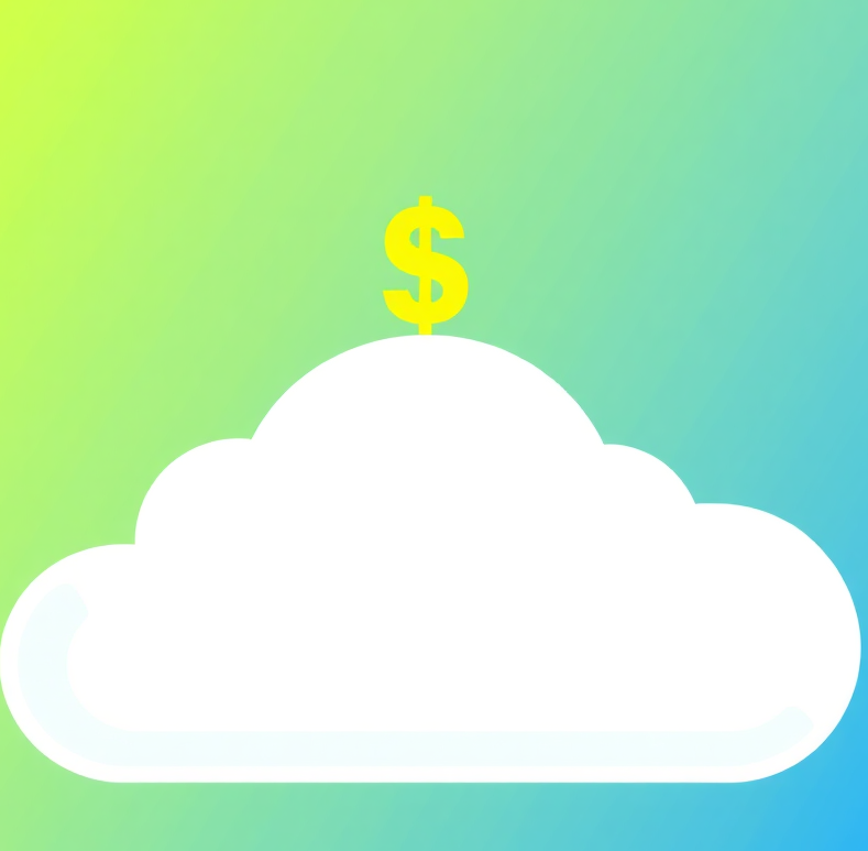  A stylized image showcasing a progress bar filling up with dollar signs as data is uploaded to the cloud. The background is a minimalist design with a clean, modern aesthetic. The color palette is bright and energetic, featuring greens, blues, and yellows. This is in 4k resolution.