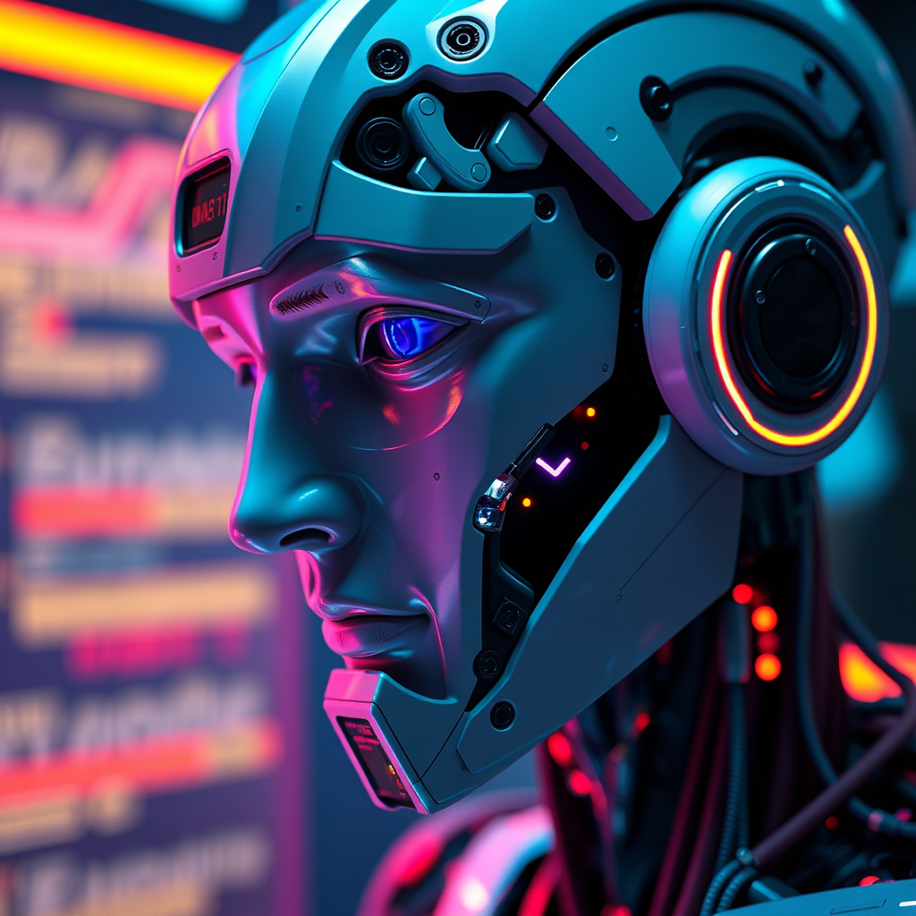 An AI interface, working on a rendering. The lighting is soft and gentle, to draw the focus of the scene on the AI render. The color palette is vibrant, with different colors being used for different textures on the final render. Camera angle is a close up on the AI. Style: Cyberpunk. Technical specs: 4K resolution.