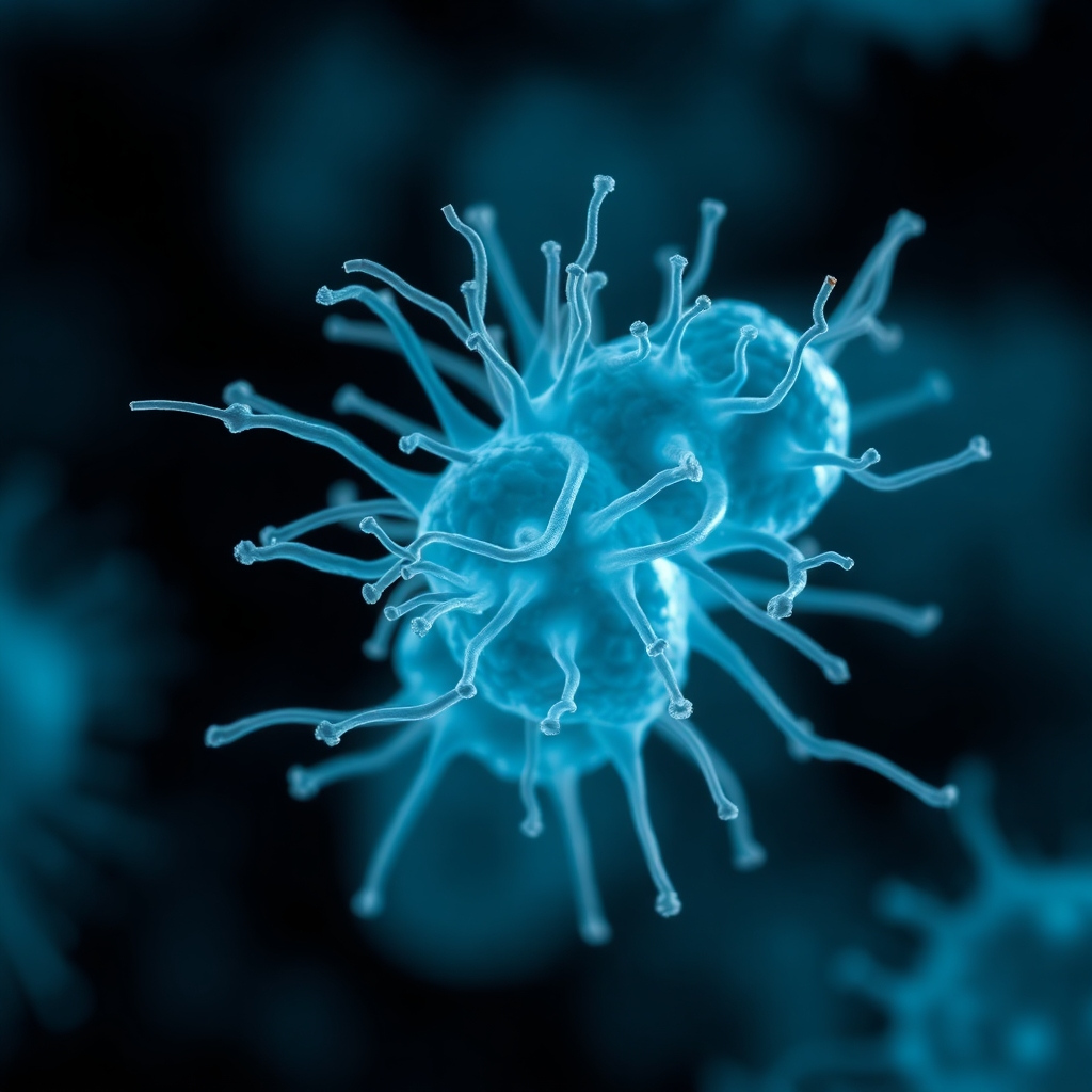 A microscopic image of a *Escherichia coli* Nissle 1917 bacterium. The image should be highly detailed and realistic, highlighting the unique features of this specific strain, such as its cell shape, flagella, and potential protective mechanisms.