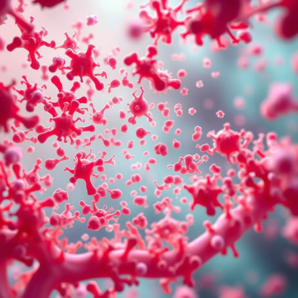 A microscopic image of a healthy gut microbiome with diverse and vibrant bacteria colonies, surrounded by a serene, peaceful background. The image should convey a sense of harmony and balance in the gut environment.