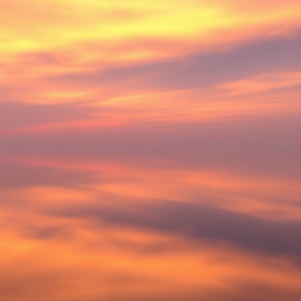 A photorealistic image depicting a calm lake reflecting a clear sky at sunset. The water is still and undisturbed, creating a perfect mirror image. The colors are soft and warm, with hues of orange, pink, and purple. The overall scene conveys a sense of tranquility and emotional balance. Use a wide-angle lens to capture the vastness of the sky and the peacefulness of the lake. Render in 4K resolution with high dynamic range to enhance the details in the sky and the reflection in the water.