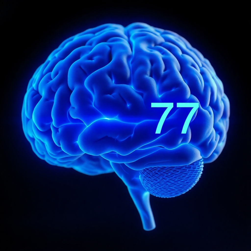 A photorealistic image of a brain scan, highlighting brain activity during sleep.  Subtly overlay calming blue light to represent the 777Hz frequency.  The overall image should be clear, scientifically accurate, yet visually calming.  The texture should be smooth and sharp, with high resolution. The visual must emphasize the science aspect.