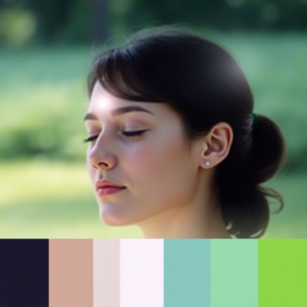 A photorealistic image of a person with their eyes closed, listening intently. A faint light emanates from their forehead, symbolizing their intuition. The background is a peaceful, natural setting. Use a color palette of soft blues, greens, and purples to create a sense of calm and inner peace.
