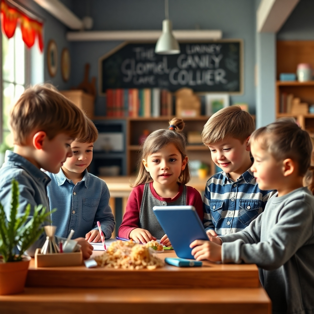 A photorealistic image of children participating in a mock business setting, where they act out roles like entrepreneurs, marketers, and customers.  The setting should be imaginative and fun.  4K resolution, natural lighting, focus on children’s collaborative spirit and creative ideas.