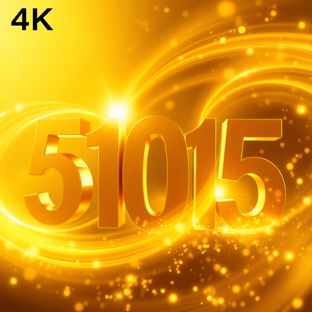 A stylized image of golden, radiant light swirling around numbers increasing by fives (5, 10, 15...). The background features subtle imagery of prosperity, growth, and success. 4K resolution. The overall tone is one of wealth, positivity, and opportunity.