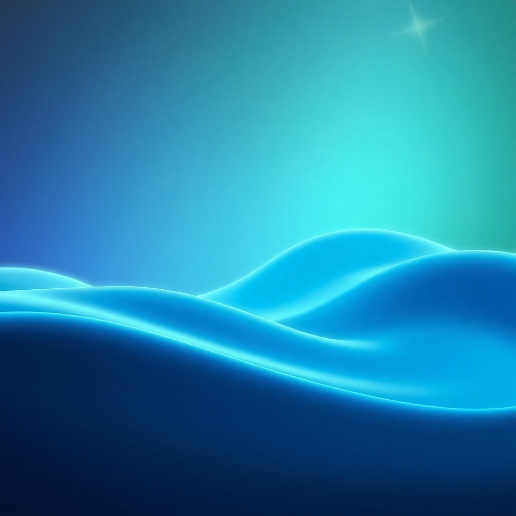 A stylized image representing a sound wave, using soothing blue and green hues. The wave should be smooth and flowing, with subtle light effects suggesting calmness. The background can include stars or other celestial elements, reflecting the soothing quality of 777Hz.  Texture should be smooth, high resolution, and visually appealing, reflecting the peaceful and effortless nature of learning while sleeping. The scene is symbolic of the 777 Hz frequency.