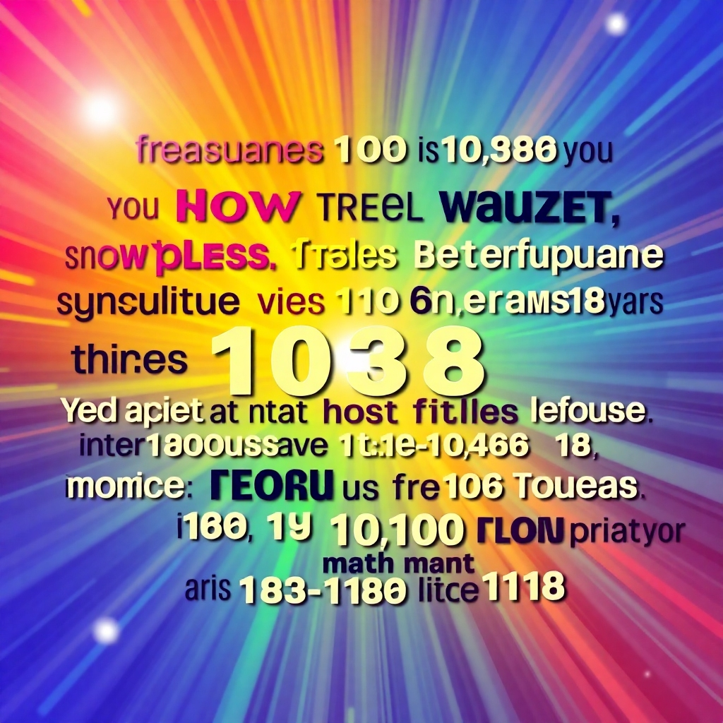 A stylized image with radiant colors, depicting powerful words of affirmation interspersed with numbers. The visual style should be inspirational and uplifting. 4K resolution. The color palette should be bold and vibrant.