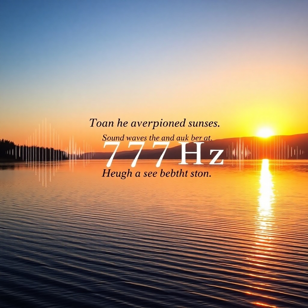 A sunrise over a peaceful lake, with subtle sound waves of 777Hz visualized as shimmering light emanating from the sun. Overlay the image with a quote from the KJV Bible in elegant typography. The overall feeling should be one of hope and renewal. Photorealistic, with a focus on natural light. Warm color palette. 4K resolution.