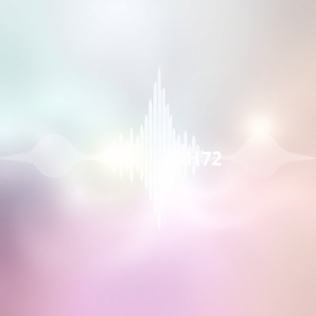 An abstract image representing sound waves in a calming color palette, showing the 777 Hz frequency peak, with soft, calming pastel colors dominant. This should be visualized as being a nurturing and calming effect.