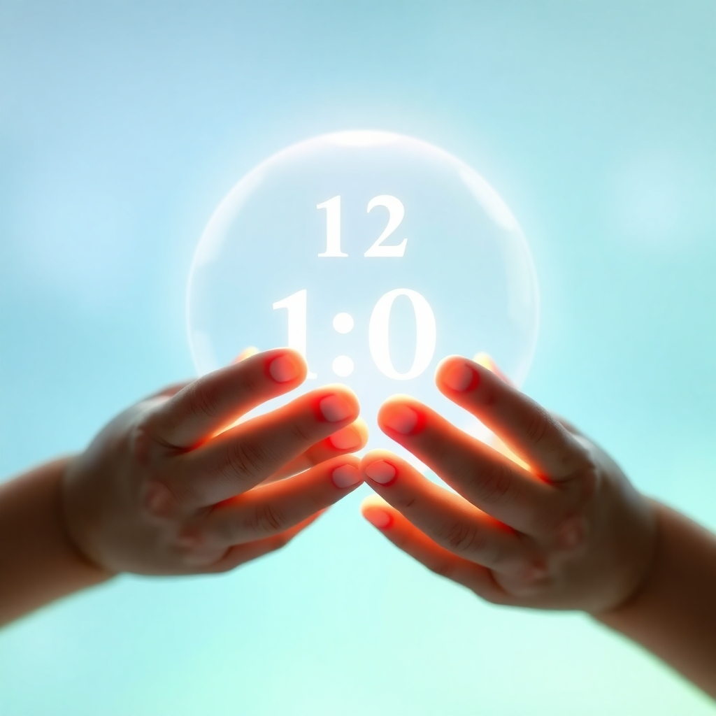 Create a 4K photorealistic image depicting a child's hands gently touching a glowing orb emitting soft light and the numbers 1-10 in Spanish.  The background is a soft, pastel gradient of blues and greens.  The scene is serene and calming, emphasizing a sense of peace and positive energy. The color palette is soft and calming, with a focus on pastels and light blues and greens. The lighting is soft and diffused, creating a gentle glow around the orb and the child's hands. The texture of the child's hands should be soft and detailed. The camera angle should be close-up, focusing on the interaction between the child's hands and the glowing orb. The image should evoke a feeling of calmness and gentle learning.