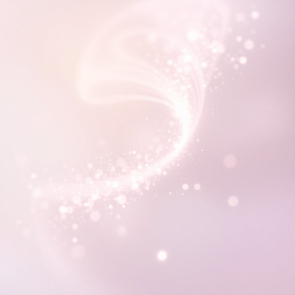 Create a stylized image. Soft, glowing particles dance and swirl, creating an ethereal and calming visual representation of the 777 Hz angelic music. The colors should be soft pastels, and the motion should be gentle and flowing. The overall style should be dreamy and serene, evoking a sense of tranquility and peace.