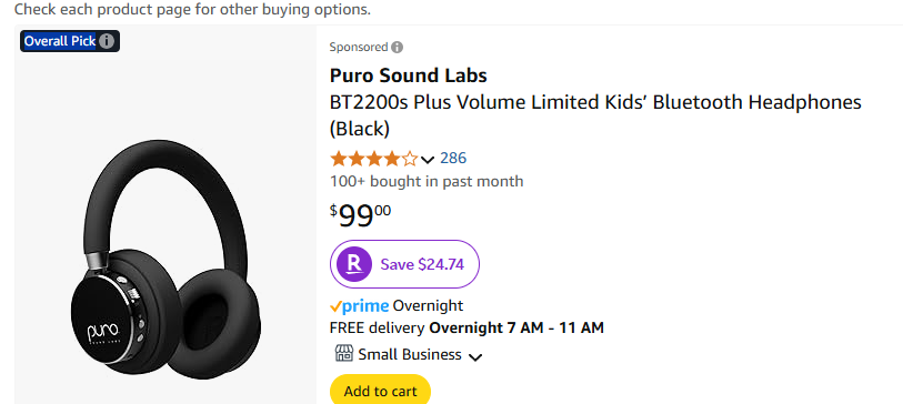 Kids Puro Sound Labs BT22200s Plus Volume Limited Kids Bluetooth Headphones
