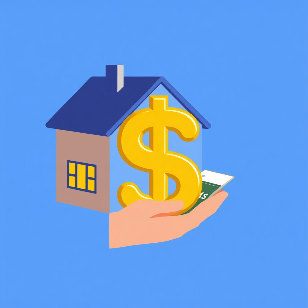Create a stylized image of a key unlocking a door with a house symbol on it, representing homeownership through loan acquisition. Use a gold-toned key against a blue-toned background. Technical specs: 4K resolution, high quality.