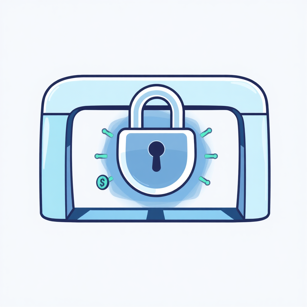 A digital illustration depicting a secure payment gateway with a padlock icon and encrypted symbols. The illustration is clean and modern, with a focus on security and trust. The color palette uses shades of blue and green to convey a sense of safety and reliability. The image evokes privacy.