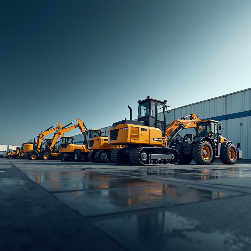 A piece of rental equipment (e.g., a generator or a jackhammer) is shown in action on a busy construction site. The equipment is performing flawlessly, powering tools or breaking ground with ease. The scene is dynamic and active, showcasing the equipment's reliability and effectiveness in a real-world setting. The overall message is clear: Pacific Rental Company's equipment can handle any job, no matter how demanding.